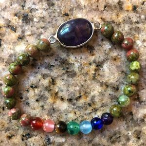 Amethyst Unakite Chakra Bracelet